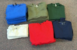 A lot of sweatshirts and T-shirts