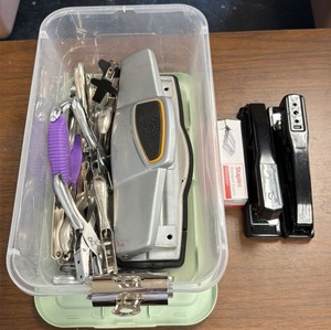 whole punch, staples and stapler