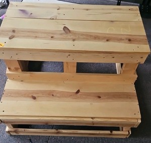 wooden display shelves