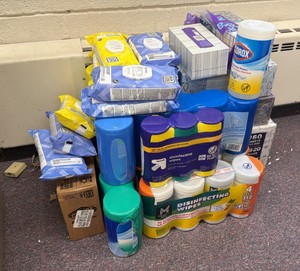 lot of cleaning supplies
