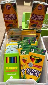 brand new packs of colored pencils, approximately 30 packages