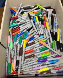 Bin of Sharpies