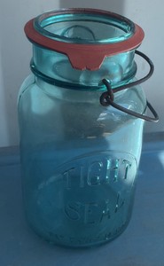 Vintage Blue Atlas E-Z Seal Canning Jar with Wire Bail