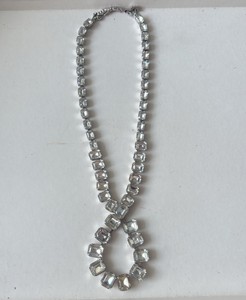Vintage Signed WEISS Rhinestone Teardrop Pendant Necklace - 1950s1960s Costume Jewelry