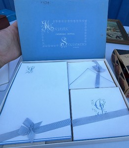 Vintage Montag Madeira Engraved Initial P Stationery Set  Original Box