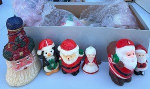Vintage Gurley Christmas Figural Candle Lot  Santa, Mrs. Claus, Penguin & Toy Soldier