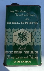 Vintage Helenes Liquid Bees Wax Tin Advertising Can