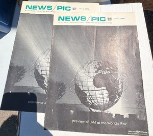 Vintage 1964 Johns-Manville NEWSPIC Employee Magazine Lot (2) New York Worlds Fair J-M Corporate History