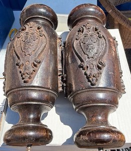 Antique Carved Wooden Staircase Newel Posts (Pair)