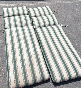 Pair of Striped Outdoor Chaise Lounge Cushions