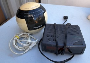 vintage digital Panasonic clock and digital alarm clock radio