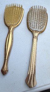 Vintage Gold-Tone Floral Vanity Hairbrush Set  Pair of 2