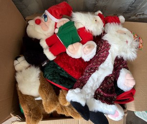 Vintage Christmas Plush Lot  Santa Dolls, Holiday Bears & Reindeer