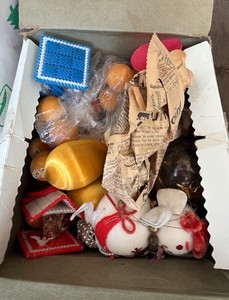 Vintage Christmas Ornament & Handmade Holiday Craft Lot  Satin Balls, Needlepoint & Mini Decorations
