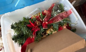 Artificial Christmas Greenery, Poinsettia & Ribbon Dcor Lot