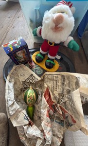 Large Vintage Christmas Dcor Lot  Ornaments, Candlesticks, Santa, Tray & More