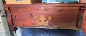 Vintage Cedar Storage Hope Chest with Brass Accents  Broken Leg