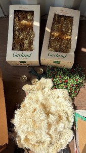 Christmas garland, tinsel garland, Christmas lights