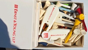 vintage lot of golf tees and markers