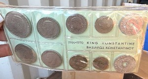 Vintage 19641970 King Constantine II Greek Coin Set  10 Coins in Holder