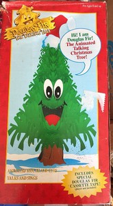 Vintage Gemmy Douglas Fir Talking Christmas Tree with Original Box & Holiday Dcor Lot
