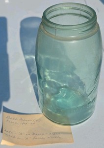 Antique 1910s MASON Jar - National Chemical & Mfg. Co. Chicago - Aqua Blue