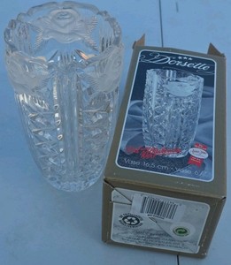 vintage Anna Htte Bleikristall (lead crystal) flower vase in the Dorsette pattern