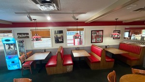 (2)Double-back booth seats (1)Single (3)tables (2)chairs