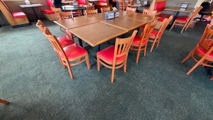 6 Tables and Ten Chairs plus Napkin Dispensers