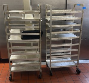 (2) NSF Rolling stainless steel utility rackspeed racks