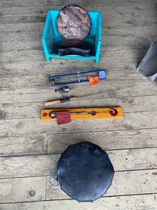 ice fishing pole, tip ups bucket chairs