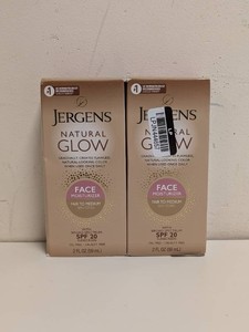 2 NEW JERGENS NATURAL GLOW FACE MOISTURIZER WITH BROAD SPECTRUM SPF 20