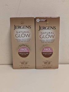 2 NEW JERGENS NATURAL GLOW FACE MOISTURIZER WITH BROAD SPECTRUM SPF 20