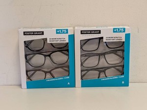 (2) NEW FOSTER GRANT 1.75 READING GLASSES 3PK