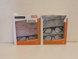 (2) NEW FOSTER GRANT 1.25 READING GLASSES 3PK