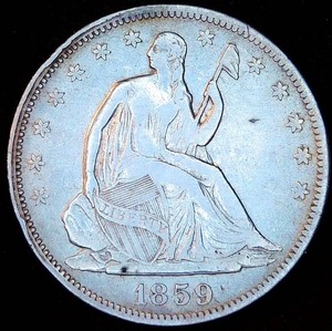 1859-P Seated Liberty Half Dollar, VF Details