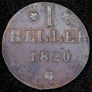 1820 Free Imperial City of Frankfurt 1 Heller