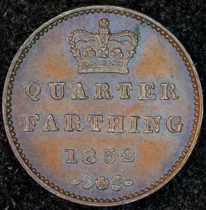 Very Scarce AUUncirculated 1852 Sri Lanka (British Ceylon) 14 Farthing, Original Surfaces