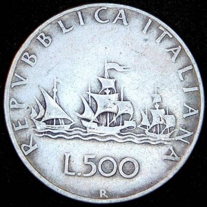 1960 Italy Silver 500 Lire, Authentic Patina, VG-F
