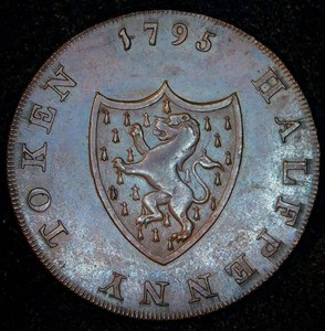 XF 1795 Great Britain Middlesex Sir Bevois Conder Halfpenny Token For General Convenience