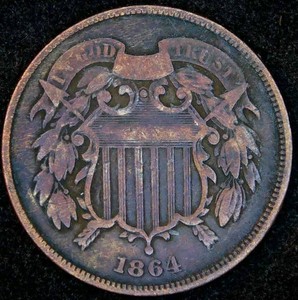 VGF 1864 2 Cent Piece
