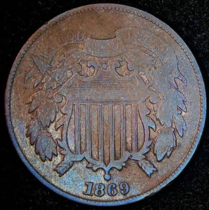 1869 2 Cent Piece VG