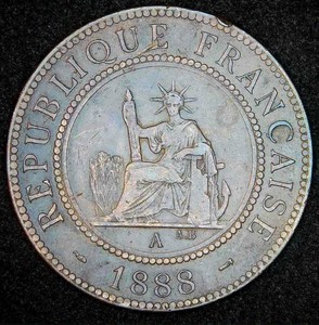 XF 1888 A French Indochina 1 Cent, Original Surfaces