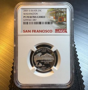2007-S Silver Washington State Proof Quarter NGC PF70 UC, Street Car Label