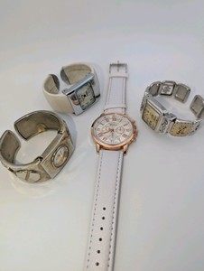 (4) Geneva Cuff Watches Women, Working|New Batteries