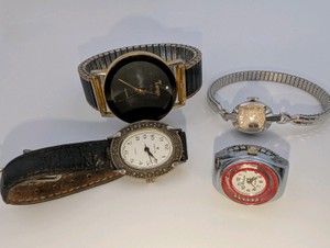 Unique, Gold & Diamond Womens Watches, Working10k Gold Filled Elgin Watch, Ring Watch, Diamond, Marcasite