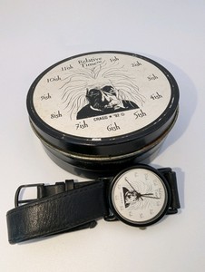 1992 Relative Time novelty watch featuring a caricature of Albert EinsteinWorking, New Battery