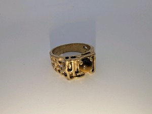 Vintage 14k Gold Electroplated Tigers Eye Mens Ring, Size 10.5