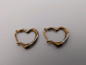 925 Sterling Silver Gold Plated Heart Huggie Hoop Earrings