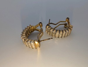 925 Sterling Gold Plated Diamond Chip Huggie Hoop Earrings
